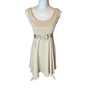Vintage LK BENNETT London Y2K Coquette Dress 6 Neutral Knee Length Perfect Bow